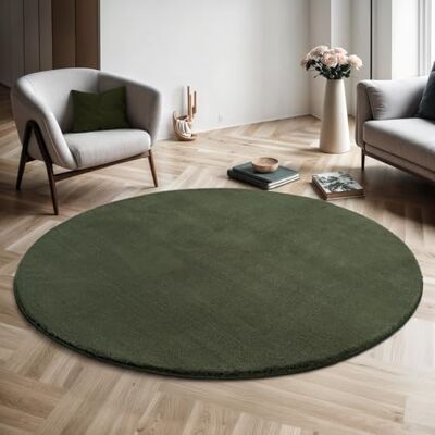 Mias Teppiche Mia's Teppiche Comfort Moderner Flauschiger Kurzflor Teppich, Anti-Rutsch Unterseite, Waschbar bis 30 Grad, Super Soft, Felloptik, Forest, 200 cm Rund Mias Teppiche Mia's Teppiche Comfort Moderner Flauschiger Kurzflor Teppich, Anti-Rutsch Unterseite, Waschbar bis 30 Grad, Super Soft, Felloptik, Forest, 200 cm Rund