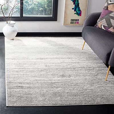 Safavieh Modern Teppich für Wohnzimmer, Esszimmer, Schlafzimmer Adirondack Collection, Kurzer Flor, Elfenbein und Silber, 122 X 183 cm Safavieh Modern Teppich für Wohnzimmer, Esszimmer, Schlafzimmer Adirondack Collection, Kurzer Flor, Elfenbein und Silber, 122 X 183 cm