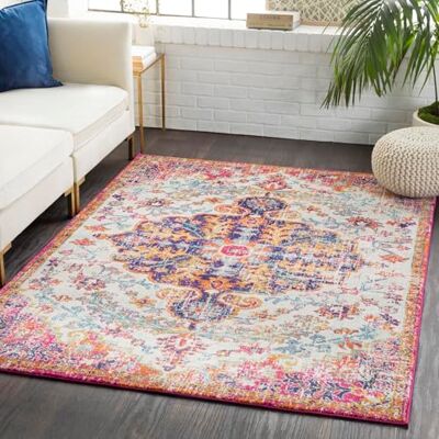 Livabliss Asmara Vintage Teppich 160x220 cm – Boho Kurzflor für Wohnzimmer & Esszimmer – buntes Muster in Orange & Weinrot Livabliss Asmara Vintage Teppich 160x220 cm – Boho Kurzflor für Wohnzimmer & Esszimmer – buntes Muster in Orange & Weinrot