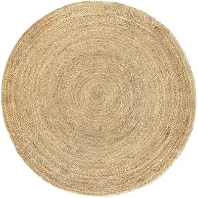 HAMID Jute Teppich Rund, Alhambra Teppich Handgewebt 100% Naturfaser de Jute, Wohnzimmer, Schlafzimmer, Flurteppich, Dekoration, Farbe Natur, (150x150cm) HAMID Jute Teppich Rund, Alhambra Teppich Handgewebt 100% Naturfaser de Jute, Wohnzimmer, Schlafzimmer, Flurteppich, Dekoration, Farbe Natur, (150x150cm)