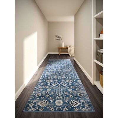 Villeroy & Boch Kurzflor Teppich Ernest Klassischer Wohnzimmerteppich Traditioneller Teppich für Wohnzimmer, Schlafzimmer, Esszimmer, Flur, Küche – Blau Creme, 80x240cm Villeroy & Boch Kurzflor Teppich Ernest Klassischer Wohnzimmerteppich Traditioneller Teppich für Wohnzimmer, Schlafzimmer, Esszimmer, Flur, Küche – Blau Creme, 80x240cm