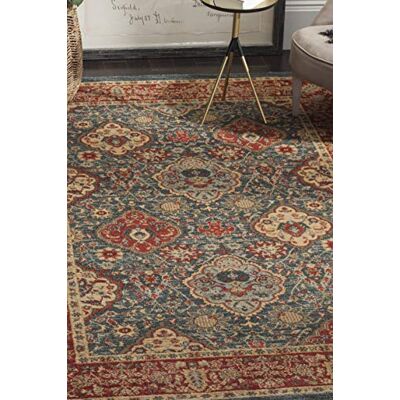 Safavieh Traditionell Teppich für Wohnzimmer, Esszimmer, Schlafzimmer Mahal Collection, Kurzer Flor, Marineblau und Rot, 122 X 170 cm Safavieh Traditionell Teppich für Wohnzimmer, Esszimmer, Schlafzimmer Mahal Collection, Kurzer Flor, Marineblau und Rot, 122 X 170 cm
