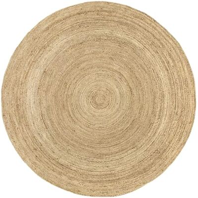 HAMID Jute Teppich Rund, Alhambra Teppich Handgewebt 100% Naturfaser de Jute, Wohnzimmer, Schlafzimmer, Flurteppich, Dekoration, Farbe Natur, (200x200cm) HAMID Jute Teppich Rund, Alhambra Teppich Handgewebt 100% Naturfaser de Jute, Wohnzimmer, Schlafzimmer, Flurteppich, Dekoration, Farbe Natur, (200x200cm)