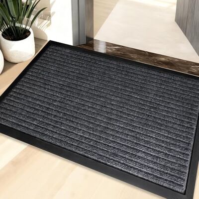 Cozary Fußmatte Außen, 43x75cm Schmutzfangmatte für Innen Türmatte, Waschbar Fussmatt, Extrem rutschfest & Langlebig, für Eingang, Haustür, Patio, Flur, Garten (grau) Cozary Fußmatte Außen, 43x75cm Schmutzfangmatte für Innen Türmatte, Waschbar Fussmatt, Extrem rutschfest & Langlebig, für Eingang, Haustür, Patio, Flur, Garten (grau)