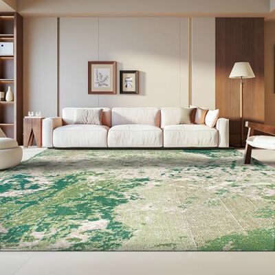 Safavieh Zeitgenössische Teppich für Wohnzimmer, Esszimmer, Schlafzimmer Madison Collection, Kurzer Flor, Grün und Elfenbein, 183 X 274 cm Safavieh Zeitgenössische Teppich für Wohnzimmer, Esszimmer, Schlafzimmer Madison Collection, Kurzer Flor, Grün und Elfenbein, 183 X 274 cm