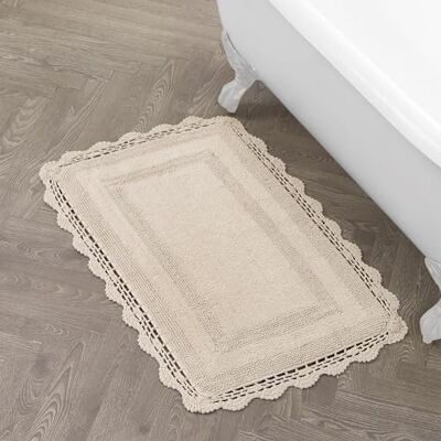 Laura Ashley Badteppich, gehäkelt, Baumwolle, 61 x 101 cm, Leinen Laura Ashley Badteppich, gehäkelt, Baumwolle, 61 x 101 cm, Leinen