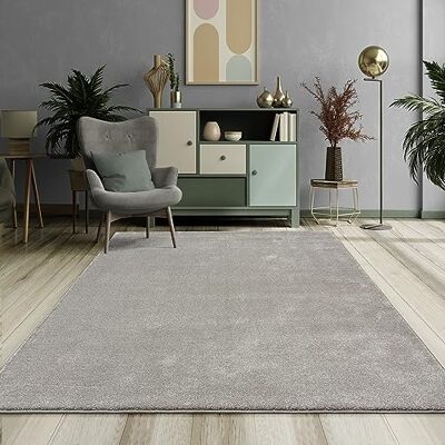 Mias Teppiche Mia's Teppiche Emely Moderner Weicher Kurzflor (17 mm) Wohnzimmer Teppich Silber 60x110 cm Mias Teppiche Mia's Teppiche Emely Moderner Weicher Kurzflor (17 mm) Wohnzimmer Teppich Silber 60x110 cm