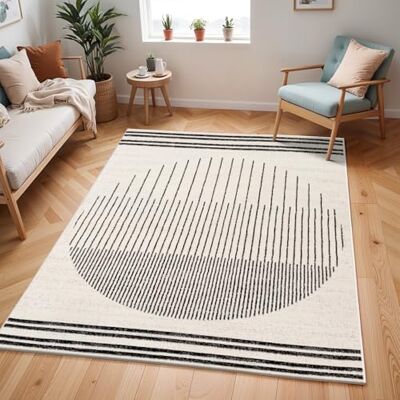 Livabliss Nairobi Boho Teppich für Wohnzimmer & Schlafzimmer, 130x170 cm – Skandinavisch Modern, Geometrisches Muster in Elfenbein, Schwarz, Crème Livabliss Nairobi Boho Teppich für Wohnzimmer & Schlafzimmer, 130x170 cm – Skandinavisch Modern, Geometrisches Muster in Elfenbein, Schwarz, Crème