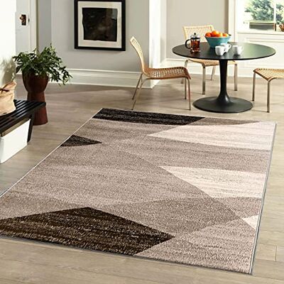 VIMODA Moderner Teppich Geometrisches Muster Meliert in Braun Beige, Maße:80x150 cm VIMODA Moderner Teppich Geometrisches Muster Meliert in Braun Beige, Maße:80x150 cm