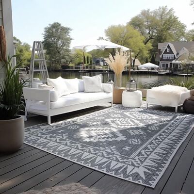 ELLE Decoration In und Outdoor Teppich – Wendeteppich Wetterfest & Wasserfest Modernes Geometrisches Muster Rauten Muster Outdoorteppich für Garten, Balkon, Terrasse, Wohnzimmer – Silber, 160x230cm ELLE Decoration In und Outdoor Teppich – Wendeteppich Wetterfest & Wasserfest Modernes Geometrisches Muster Rauten Muster Outdoorteppich für Garten, Balkon, Terrasse, Wohnzimmer – Silber, 160x230cm