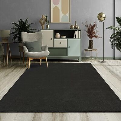 Mias Teppiche Mia's Teppiche Emely Moderner Weicher Kurzflor (17 mm) Wohnzimmer Teppich Schwarz 60x110 cm Mias Teppiche Mia's Teppiche Emely Moderner Weicher Kurzflor (17 mm) Wohnzimmer Teppich Schwarz 60x110 cm
