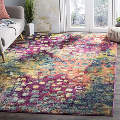 Safavieh Boho Teppich für Wohnzimmer, Esszimmer, Schlafzimmer Monaco Collection, Kurzer Flor, Pink und Multi, 200 x 300cm Safavieh Boho Teppich für Wohnzimmer, Esszimmer, Schlafzimmer Monaco Collection, Kurzer Flor, Pink und Multi, 200 x 300cm