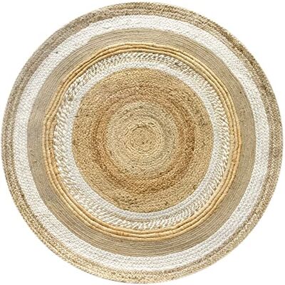 HAMID Jute Teppich Runden, Cairp,100% Weiß und Natur, Jutefaser Handgewebt, Weicher Teppich und Hohe Festigkeit für Wohnzimmer, Esszimmer, Schlafzimmer, FlurTeppich (120x120cm) HAMID Jute Teppich Runden, Cairp,100% Weiß und Natur, Jutefaser Handgewebt, Weicher Teppich und Hohe Festigkeit für Wohnzimmer, Esszimmer, Schlafzimmer, FlurTeppich (120x120cm)