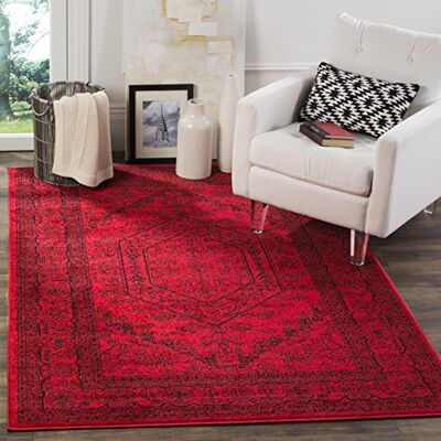 Safavieh Traditionell Teppich für Wohnzimmer, Esszimmer, Schlafzimmer Adirondack Collection, Kurzer Flor, Rot und Schwarz, 122 X 183 cm Safavieh Traditionell Teppich für Wohnzimmer, Esszimmer, Schlafzimmer Adirondack Collection, Kurzer Flor, Rot und Schwarz, 122 X 183 cm