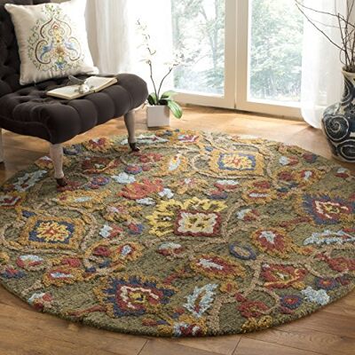 Safavieh Zeitgenössische Teppich für Wohnzimmer, Esszimmer, Schlafzimmer Blossum Collection, Kurzer Flor, Multi, 180 x 180 cm Safavieh Zeitgenössische Teppich für Wohnzimmer, Esszimmer, Schlafzimmer Blossum Collection, Kurzer Flor, Multi, 180 x 180 cm