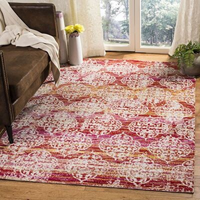Safavieh Boho Teppich für Wohnzimmer, Esszimmer, Schlafzimmer Montage Collection, Kurzer Flor, Pink und Multi, 122 X 183 cm Safavieh Boho Teppich für Wohnzimmer, Esszimmer, Schlafzimmer Montage Collection, Kurzer Flor, Pink und Multi, 122 X 183 cm