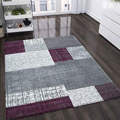 VIMODA Kurzflor-Teppich - Lila, Grau, Weiß VIMODA Kurzflor-Teppich - Lila, Grau, Weiß
