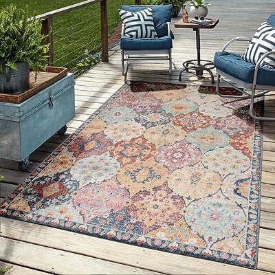Mias Teppiche Mia's Teppiche Bliss robuster Outdoor Teppich, modernes Design, Wetterfest & UV-beständig, für Balkon, Terrasse und Wintergarten Aber auch für Küche oder Esszimmer geeignet in Multi Farben, 140 x 200 Mias Teppiche Mia's Teppiche Bliss robuster Outdoor Teppich, modernes Design, Wetterfest & UV-beständig, für Balkon, Terrasse und Wintergarten Aber auch für Küche oder Esszimmer geeignet in Multi Farben, 140 x 200