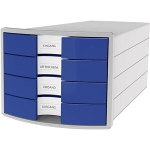HAN Schubladenbox IMPULS 2.0 mit 4 geschlossenen Schubladen für DIN A4/C4 inkl. Beschriftungsschilder, Auszugsperre, möbelschonende Gummifüße, Design in premium Qualität, 1012-14, lichtgrau/blau HAN Schubladenbox IMPULS 2.0 mit 4 geschlossenen Schubladen für DIN A4/C4 inkl. Beschriftungsschilder, Auszugsperre, möbelschonende Gummifüße, Design in premium Qualität, 1012-14, lichtgrau/blau