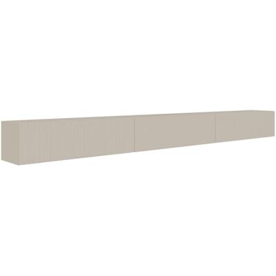 Selsey TV-Lowboard Hängend 300 cm Mattes Greige 6 Geräumige Fächer Elegante Geprägte Front Laminierter Korpus MDF Front Robust ABS Kanten Für Fernsehzubehör Selsey TV-Lowboard Hängend 300 cm Mattes Greige 6 Geräumige Fächer Elegante Geprägte Front Laminierter Korpus MDF Front Robust ABS Kanten Für Fernsehzubehör