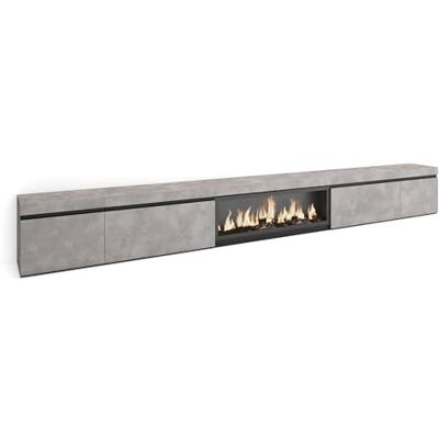 Skraut Home TV-Schrank, Lowboard für Wohnzimmer und Esszimmer 368x45x35 Elektrokamin XXL Moderner Stil Zement Skraut Home TV-Schrank, Lowboard für Wohnzimmer und Esszimmer 368x45x35 Elektrokamin XXL Moderner Stil Zement