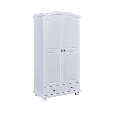 Inter Link Kleiderschrank Kiefer massiv Garderobenschrank Landhaus Still Wäscheschrank Mehrzweckschrank Schlafzimmerschrank 2 Türen 2 Schubladen Weiß lackiert Reutte Inter Link Kleiderschrank Kiefer massiv Garderobenschrank Landhaus Still Wäscheschrank Mehrzweckschrank Schlafzimmerschrank 2 Türen 2 Schubladen Weiß lackiert Reutte