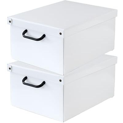 Lavatelli Set aus 2 Aufbewahrungsboxen mit Deckel – Große Kleiderboxen aus Karton 32x42x21 cm – Made in Italy, robust, leicht zu montieren, mit Tragegriffen – Perfekt für Kleiderschrank & Saisonwechsel Bianco Lavatelli Set aus 2 Aufbewahrungsboxen mit Deckel – Große Kleiderboxen aus Karton 32x42x21 cm – Made in Italy, robust, leicht zu montieren, mit Tragegriffen – Perfekt für Kleiderschrank & Saisonwechsel Bianco