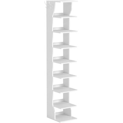 VASAGLE Schuhregal schmal, Standregal mit 9 Ebenen, platzsparend, für Eingangsbereich, Ecke, Schuhablage, mattweiß LBS210WB01 VASAGLE Schuhregal schmal, Standregal mit 9 Ebenen, platzsparend, für Eingangsbereich, Ecke, Schuhablage, mattweiß LBS210WB01
