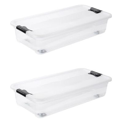 keeeper konrad 2x Aufbewahrungsbox mit Rollen, Deckel und Schiebeverschluss, 79,5 x 39,5 x 18 cm, 33 l, Transparent keeeper konrad 2x Aufbewahrungsbox mit Rollen, Deckel und Schiebeverschluss, 79,5 x 39,5 x 18 cm, 33 l, Transparent