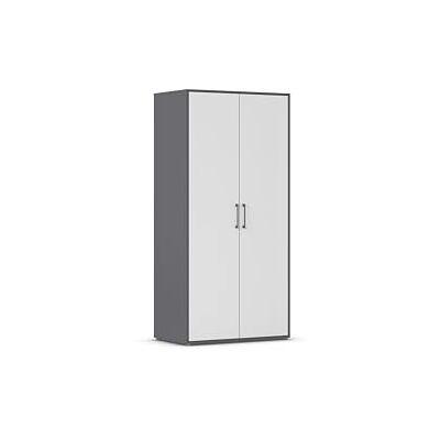Rauch Möbel Hamilton, Kleiderschrank für Schlafzimmer, Wohnzimmer, Kinderzimmer, Flur, Garderobe, 2-türig, Farbe Weiß/Grau metallic, Schwarz, Breite 93 cm Rauch Möbel Hamilton, Kleiderschrank für Schlafzimmer, Wohnzimmer, Kinderzimmer, Flur, Garderobe, 2-türig, Farbe Weiß/Grau metallic, Schwarz, Breite 93 cm