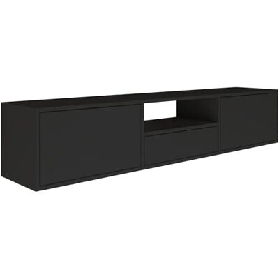 Selsey TV Lowboard Schwarz Farbe Moderne Fernseher Kommode 150 x 30 x 30 cm (BxTxH) TV Unterschrank für Wohnzimmer Schrank mit Klappen Push to Open Lowboard Hängend TV Cabinet Wandmontage Selsey TV Lowboard Schwarz Farbe Moderne Fernseher Kommode 150 x 30 x 30 cm (BxTxH) TV Unterschrank für Wohnzimmer Schrank mit Klappen Push to Open Lowboard Hängend TV Cabinet Wandmontage