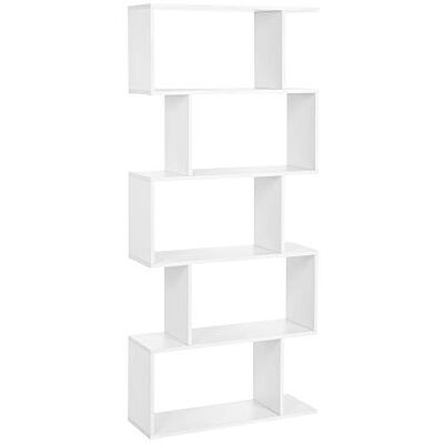 VASAGLE Bücherregal, Regal mit 5 Ebenen, Standregal, Büroregal, freistehend, Dekoregal, zur Präsentation, modern, für Wohnzimmer, Schlafzimmer, Büro, weiß LBC62WT VASAGLE Bücherregal, Regal mit 5 Ebenen, Standregal, Büroregal, freistehend, Dekoregal, zur Präsentation, modern, für Wohnzimmer, Schlafzimmer, Büro, weiß LBC62WT
