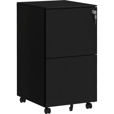 Vinsetto Rollcontainer Aktenschrank mit 2 Schubladen, Abschließbarer Büroschrank mit Rollen, Bürocontainer für A4 Akten, Dokumente, Stahl, 37 x 43,5 x 67,5 cm, Schwarz Vinsetto Rollcontainer Aktenschrank mit 2 Schubladen, Abschließbarer Büroschrank mit Rollen, Bürocontainer für A4 Akten, Dokumente, Stahl, 37 x 43,5 x 67,5 cm, Schwarz