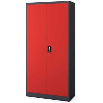 Jan Nowak Metallschrank 185 x 90 x 45 cm Büroschrank Abschließbar mit Kleiderstange, Pulverbeschichtung Aufbewahrungsschrank Umkleideschrank Spind Kleiderstange Anthrazit-Rot Jan Nowak Metallschrank 185 x 90 x 45 cm Büroschrank Abschließbar mit Kleiderstange, Pulverbeschichtung Aufbewahrungsschrank Umkleideschrank Spind Kleiderstange Anthrazit-Rot