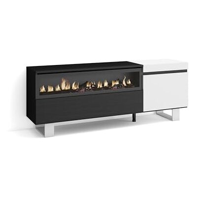 Skraut Home TV-Schrank, Lowboard für Wohnzimmer und Esszimmer 150x57x35cm Für TV-Geräte bis zu 65" Elektrokamin. Maße Industriedesign Moderner Stil Weiß und Schwarz Skraut Home TV-Schrank, Lowboard für Wohnzimmer und Esszimmer 150x57x35cm Für TV-Geräte bis zu 65" Elektrokamin. Maße Industriedesign Moderner Stil Weiß und Schwarz