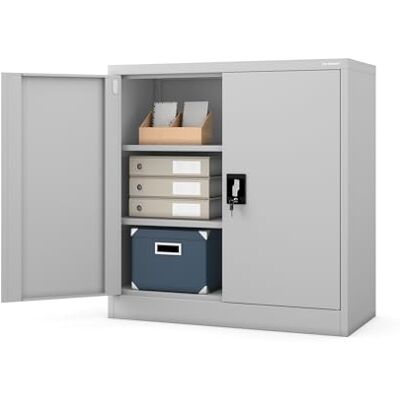 Jan Nowak Kleiner Aktenschrank C001B Büroschrank Metallschrank Lagerschrank 2 Verstellbare Fachböden Pulverbeschichtet Abschließbar 92,5 cm x 90 cm x 40 cm (Grau) Jan Nowak Kleiner Aktenschrank C001B Büroschrank Metallschrank Lagerschrank 2 Verstellbare Fachböden Pulverbeschichtet Abschließbar 92,5 cm x 90 cm x 40 cm (Grau)