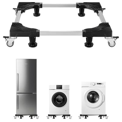 VEVOR Waschmaschine Sockel Untergestell 500 kg Tragkraft, Mobile Basis mit feststellbaren Zwillingsrädern & 4 Bremsen, 69,85-89,9 cm Verstellbarer Möbelwagen für Waschmaschine, Kühlschrank & Trockner VEVOR Waschmaschine Sockel Untergestell 500 kg Tragkraft, Mobile Basis mit feststellbaren Zwillingsrädern & 4 Bremsen, 69,85-89,9 cm Verstellbarer Möbelwagen für Waschmaschine, Kühlschrank & Trockner