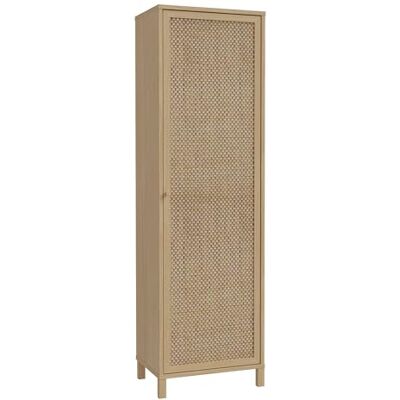 Forte SKELBIT Schrank 60, schmaler Schrank im Boho-Stil, 1-türig, Mehrzweckschrank, Holzwerkstoff, Flur, Wohnzimmer, Elegancia Eiche Holzdekor Technorattan, 59,8 mc breit x 200,9 cm hoch x 42 cm tief Forte SKELBIT Schrank 60, schmaler Schrank im Boho-Stil, 1-türig, Mehrzweckschrank, Holzwerkstoff, Flur, Wohnzimmer, Elegancia Eiche Holzdekor Technorattan, 59,8 mc breit x 200,9 cm hoch x 42 cm tief