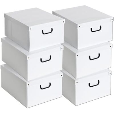 Lavatelli Set of 6 Cardboard Wardrobe Boxes for Clothes and Linen for Changing Seasons and Children's Bedrooms Gift Box Organizer Storage Large White 40 x 50 x 25 cm, Weiss Lavatelli Set of 6 Cardboard Wardrobe Boxes for Clothes and Linen for Changing Seasons and Children's Bedrooms Gift Box Organizer Storage Large White 40 x 50 x 25 cm, Weiss