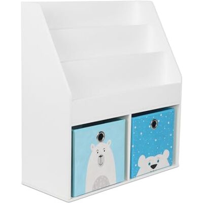 Relaxdays Bücherregal Kinder, HBT: 79 x 72 x 30,5 cm, 3 offene Fächer für Bücher, 2 Spielzeugboxen, Kinderregal, weiß Relaxdays Bücherregal Kinder, HBT: 79 x 72 x 30,5 cm, 3 offene Fächer für Bücher, 2 Spielzeugboxen, Kinderregal, weiß