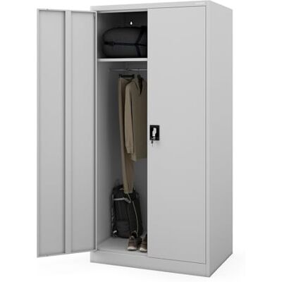 Jan Nowak Metallschrank abschließbar Werkstattschrank Mehrzweckschrank Büroschrank aus Stahl 185 x 60 x 90 cm mit Fachböden Kleiderstange und getrennten Stauraumzonen Jan Nowak Metallschrank abschließbar Werkstattschrank Mehrzweckschrank Büroschrank aus Stahl 185 x 60 x 90 cm mit Fachböden Kleiderstange und getrennten Stauraumzonen