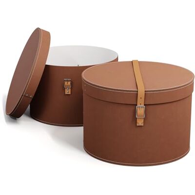 BIGSO BOX OF SWEDEN BIGSO RUT 2er-Set Aufbewahrungsbox mit Deckel – runde Ordnungsbox mit Lederriemen – große und kleine Hutschachtel aus 100% recycelter Faserplatte und Papier in Leinenoptik – sienna BIGSO BOX OF SWEDEN BIGSO RUT 2er-Set Aufbewahrungsbox mit Deckel – runde Ordnungsbox mit Lederriemen – große und kleine Hutschachtel aus 100% recycelter Faserplatte und Papier in Leinenoptik – sienna