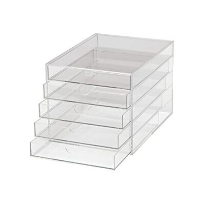 MAUL Schubladenbox A4 aus Acryl Schreibtisch Organizer mit 5 Fächern zur Aufbewahrung von Papier, Rechnung, Dokumente Platzsparend stapelbar für Schreibtisch und Regal Transparent MAUL Schubladenbox A4 aus Acryl Schreibtisch Organizer mit 5 Fächern zur Aufbewahrung von Papier, Rechnung, Dokumente Platzsparend stapelbar für Schreibtisch und Regal Transparent