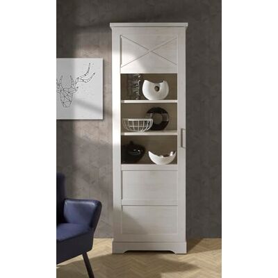 Forte ROCKHAMPTON Vitrine 70, Wohnzimmervitrine modern, Vitrinenschrank weiß, Linksseitige Vitrine mit 2 Türen, Holzwerkstoff, Pinien Holzdekor/Weiß, 68,5 cm breit x 206,2 cm hoch x 42 cm tief Forte ROCKHAMPTON Vitrine 70, Wohnzimmervitrine modern, Vitrinenschrank weiß, Linksseitige Vitrine mit 2 Türen, Holzwerkstoff, Pinien Holzdekor/Weiß, 68,5 cm breit x 206,2 cm hoch x 42 cm tief