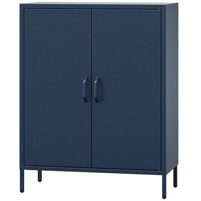 Jan Nowak Sideboard aus Metall, Kommode Glitzernd mit Doppeltür VITO Magnetverschluss, Verstellbare Einlegeböden Highboard Wohnzimmer, Flur, Industriedesign 80 x 101,5 x 40 cm Dunkelblau Jan Nowak Sideboard aus Metall, Kommode Glitzernd mit Doppeltür VITO Magnetverschluss, Verstellbare Einlegeböden Highboard Wohnzimmer, Flur, Industriedesign 80 x 101,5 x 40 cm Dunkelblau