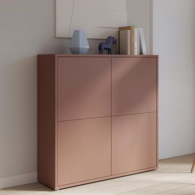 Forte ALCIE Springs Highboard 120 130, moderner Schrank mit 4 Schranktüren, Wohnzimmer, Schlafzimmer, Holzwerkstoff, Terrakotta, 124,5 cm breit x 121,5 cm hoch x 34,9 cm tief Forte ALCIE Springs Highboard 120 130, moderner Schrank mit 4 Schranktüren, Wohnzimmer, Schlafzimmer, Holzwerkstoff, Terrakotta, 124,5 cm breit x 121,5 cm hoch x 34,9 cm tief