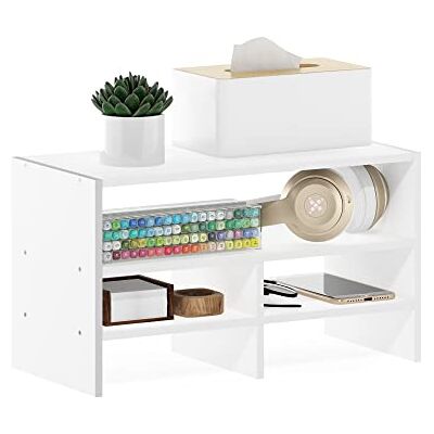 Furinno Hermite Schreibtisch-Organizer-Regal, Bücherregal, Weiß Furinno Hermite Schreibtisch-Organizer-Regal, Bücherregal, Weiß