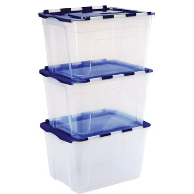 BANKERS BOX 55L Plastic Tote Box 3er-Pack, BPA-freies Polypropylen, 100% recycelte Deckel, verschachtelbar & stapelbar, geteilter Deckel, 35x43x59cm, vielseitig für Haus & Büro BANKERS BOX 55L Plastic Tote Box 3er-Pack, BPA-freies Polypropylen, 100% recycelte Deckel, verschachtelbar & stapelbar, geteilter Deckel, 35x43x59cm, vielseitig für Haus & Büro