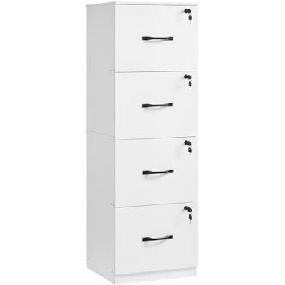 VASAGLE Custos Kollektion Aktenschrank, Büroschrank, Druckerständer, mit 4 abschließbaren Schubladen, verstellbare Hängestangen, für A4- und Letter-Formate, wolkenweiß OFC082W02V1 VASAGLE Custos Kollektion Aktenschrank, Büroschrank, Druckerständer, mit 4 abschließbaren Schubladen, verstellbare Hängestangen, für A4- und Letter-Formate, wolkenweiß OFC082W02V1