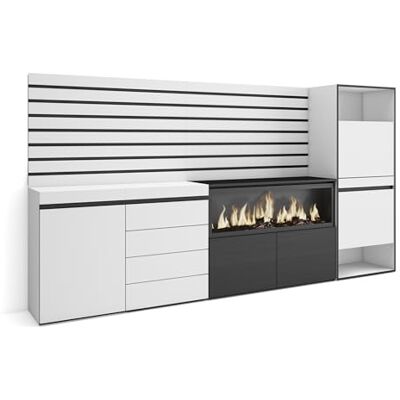 Skraut Home Sideboard, Kommode Aufbewahrungsschrank 274x145x35 cm Für Schlafzimmer, Zimmer Elektrokamin XXL Kommode mit Schubladen Schuhschrank Moderner Stil Weiß Skraut Home Sideboard, Kommode Aufbewahrungsschrank 274x145x35 cm Für Schlafzimmer, Zimmer Elektrokamin XXL Kommode mit Schubladen Schuhschrank Moderner Stil Weiß